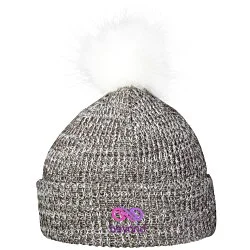 Heathered Faux Fur Pom Beanie