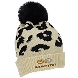Leopard Print Pom Beanie