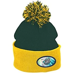 Pom Pom Knit Hat - Full Color Patch