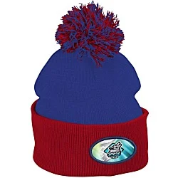 Pom Pom Knit Hat - Full Color Patch