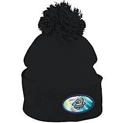 Pom Pom Knit Hat - Full Color Patch