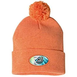Pom Pom Knit Hat - Full Color Patch