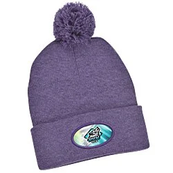Pom Pom Knit Hat - Full Color Patch