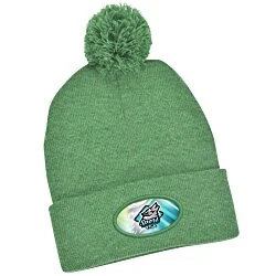 Pom Pom Knit Hat - Full Color Patch