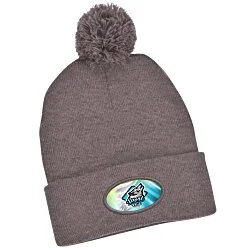 Pom Pom Knit Hat - Full Color Patch