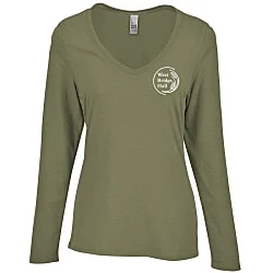 Optimal Tri-Blend Long Sleeve V-Neck T-Shirt - Ladies'