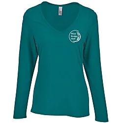 Optimal Tri-Blend Long Sleeve V-Neck T-Shirt - Ladies'