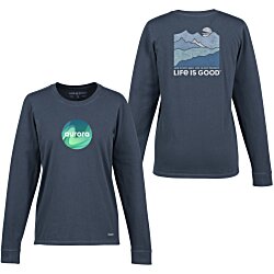 Life is Good Crusher Long Sleeve Tee - Ladies' - Full Color - Mountains
