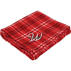 Plaid Fleece Blanket - Embroidered