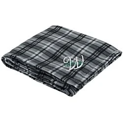 Plaid Fleece Blanket - Embroidered
