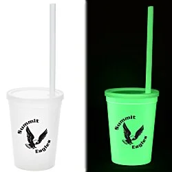Nite Glow Stadium Cup with Straw - 11 oz. - 24 hr