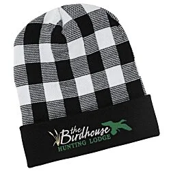 Plaid Knit Cuff Beanie