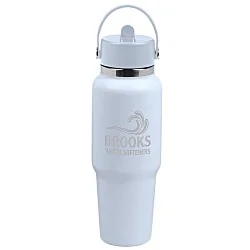 Hydro Flask Wide Mouth Travel Bottle with Flex Straw Cap - 32 oz. - Laser Engraved