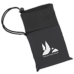 Poncho with Mesh Trim Drawstring Pouch