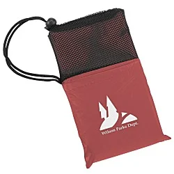 Poncho with Mesh Trim Drawstring Pouch