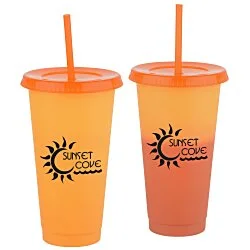 Chameleon Color Change Tumbler with Straw - 24 oz. - 24 hr