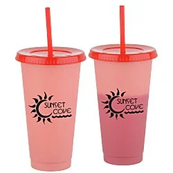 Chameleon Color Change Tumbler with Straw - 24 oz. - 24 hr