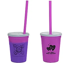 Super Kid Mood Stadium Cup with Straw - 12 oz. - Smiley Faces