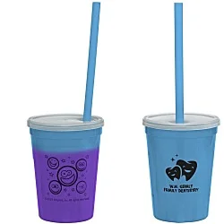 Super Kid Mood Stadium Cup with Straw - 12 oz. - Smiley Faces