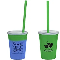 Super Kid Mood Stadium Cup with Straw - 12 oz. - Smiley Faces