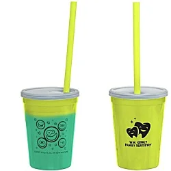 Super Kid Mood Stadium Cup with Straw - 12 oz. - Smiley Faces
