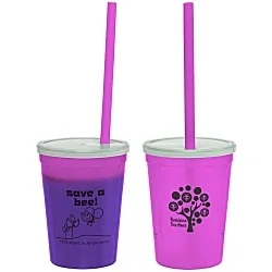 Super Kid Mood Stadium Cup with Straw - 12 oz. - Go Green
