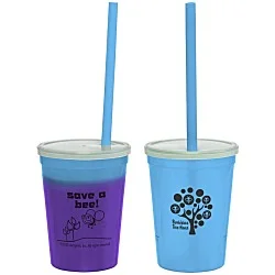 Super Kid Mood Stadium Cup with Straw - 12 oz - Go Green