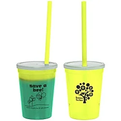 Super Kid Mood Stadium Cup with Straw - 12 oz. - Go Green