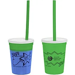Super Kid Mood Stadium Cup with Straw - 12 oz. - Superhero