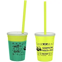 Super Kid Mood Stadium Cup with Straw - 12 oz. - Wow Words