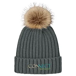 Chunky Knit Faux Fur Pom Beanie