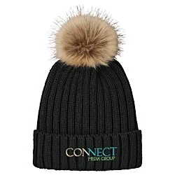 Chunky Knit Faux Fur Pom Beanie