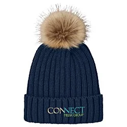 Chunky Knit Faux Fur Pom Beanie