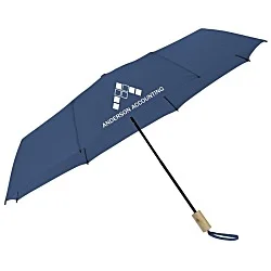 Manual Folding Umbrella with Wooden Handle - 46" Arc