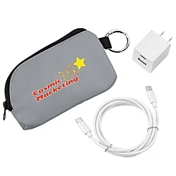 Solstice Zip Around USB-C Cable Pouch with Wall Charger