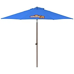 Wood Look Tilting Market Umbrella - 9 foot Arc