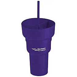 Team 365 Stadium Tumbler with Straw and Snack Bowl - 28 ounces - 24 hr.