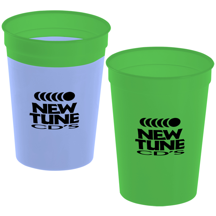 Promotional Personalized 12 oz Mood Plastic Stadium Cup / Straw / Lid Set  $1.34