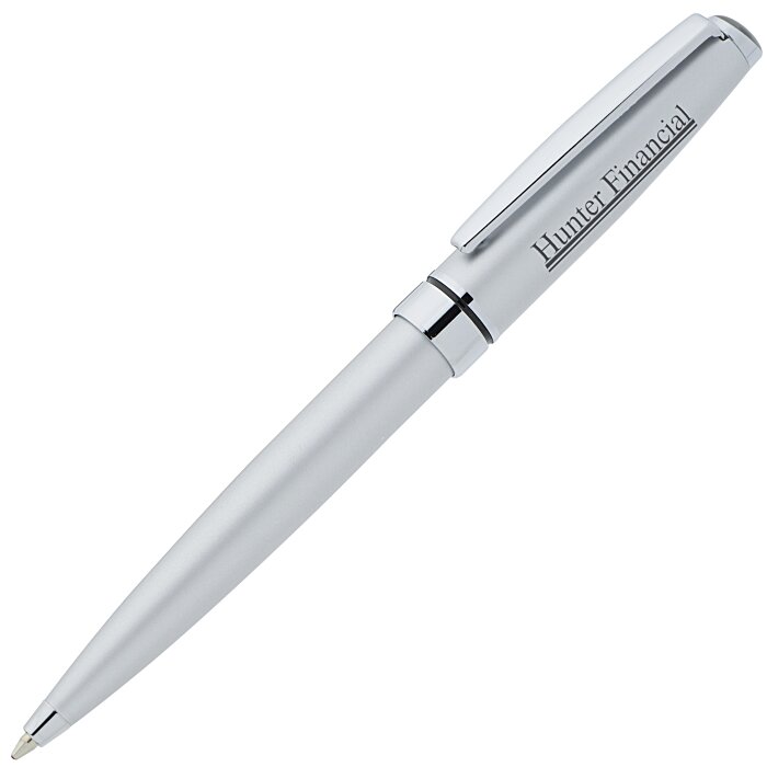Elegant Satin Chrome and Chrome Twist Pen with Silver & Black