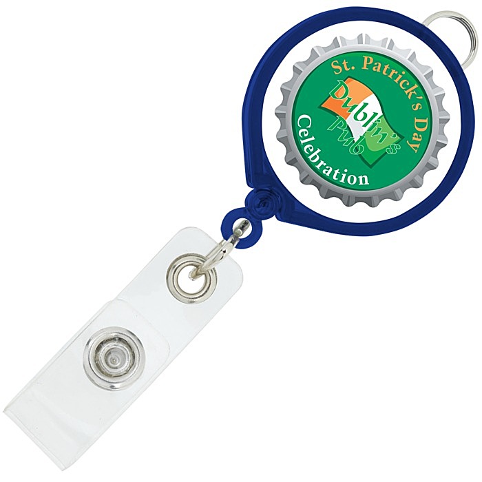  Retractable Badge Holder with Lanyard Attachment - Round -  Translucent - Label 120167-RD-T-L