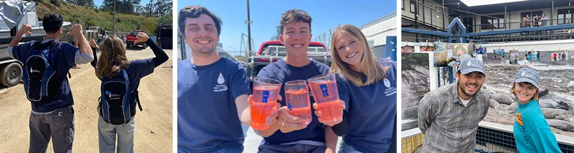 Collage of people from different organizations showing off anniversary gifts