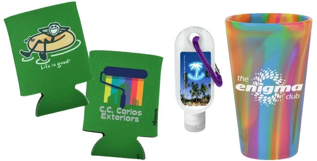 Life is Good Koozie Can Cooler  //  Carabiner Sunscreen  //  Silipint Original Pint Glass