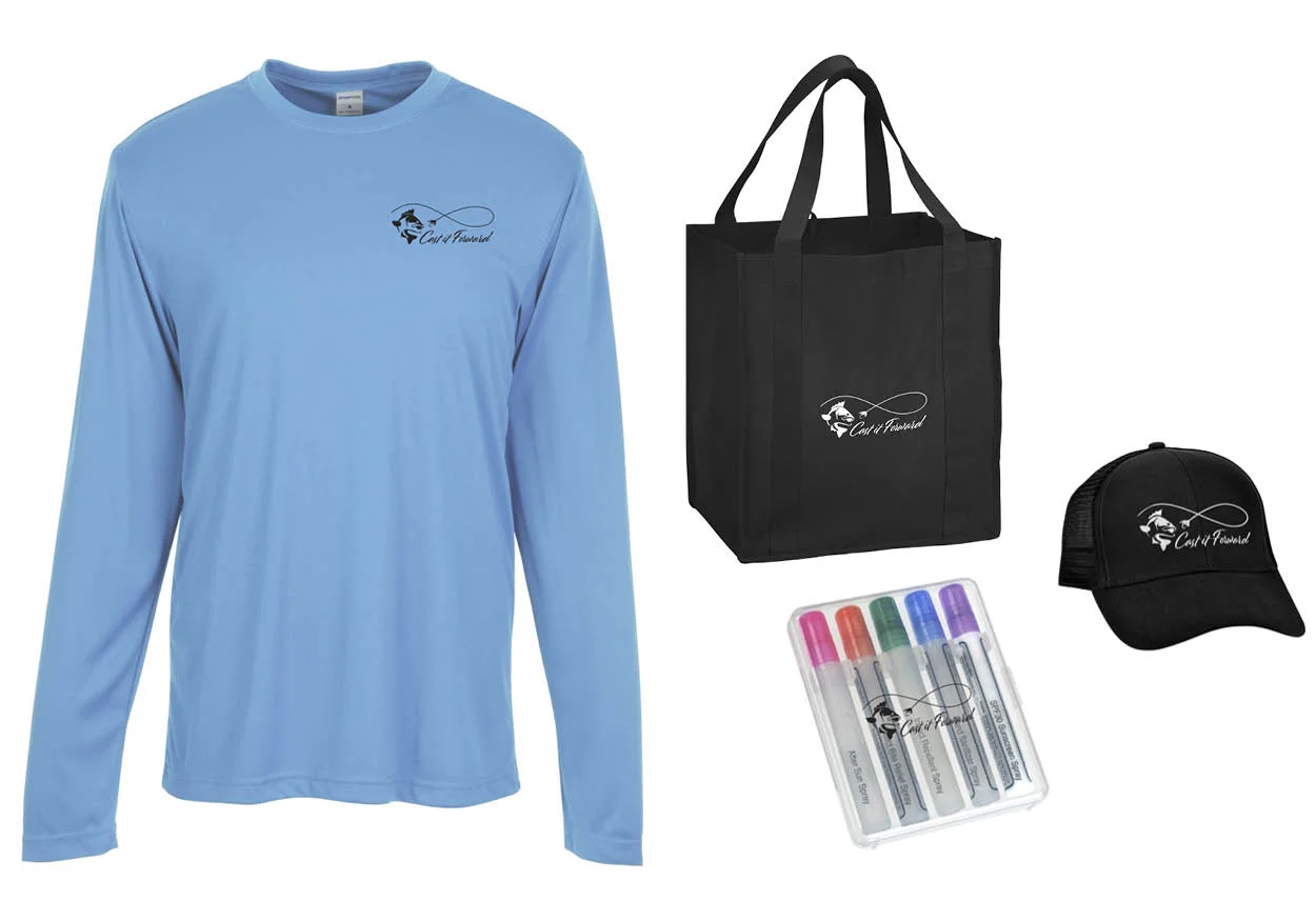 Long-sleeve T-shirt  //  Value Grocery Tote  //  EPEX Outdoor Essentials Kit  //  Mesh Back Cap