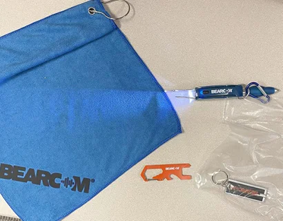 carabiner pocket tools and microfiber golf towels