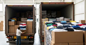 truckload of boxes containing t-shirts