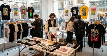 printed t-shirt display in a store