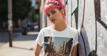 person wearing a custom printed photo t-shirt