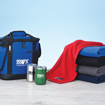 Crossland products that include a bag, tumbler and blanket