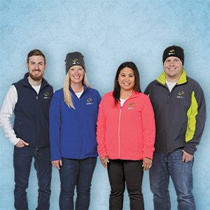 Apparel items that include a beanie, vest and soft shell jacket