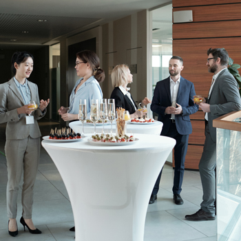 People at a tradeshow event